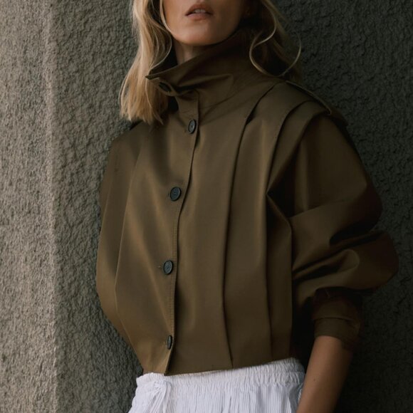 NWT ZARA PLEATED JACKET WITH TABS ZW COLLECTION - Picture 15 of 16